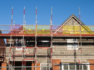 house build in progress with scaffolding